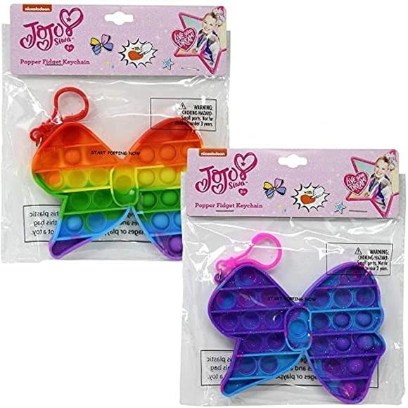 JoJo Siwa Butterfly Push Popper: Silicone Purple Rainbow Bubble Wrap Fidget Toy - Picture 1 of 4